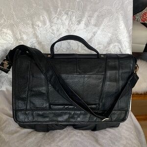 Vintage Creazioni Italy Large Black Genuine Leather Bag